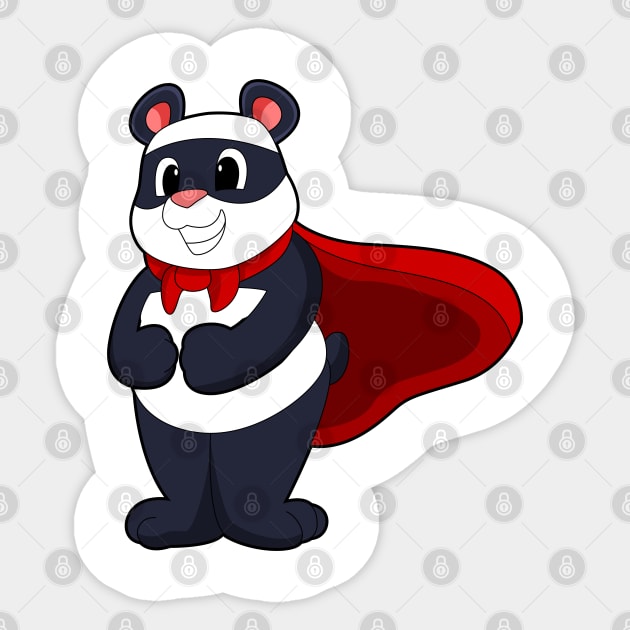 Panda as Hero with Mask & Cape Sticker by Markus Schnabel